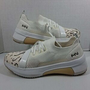 Mark Nason Los Angeles A-Line Pointed Toe 10 Animal Print Sneakers White 133018